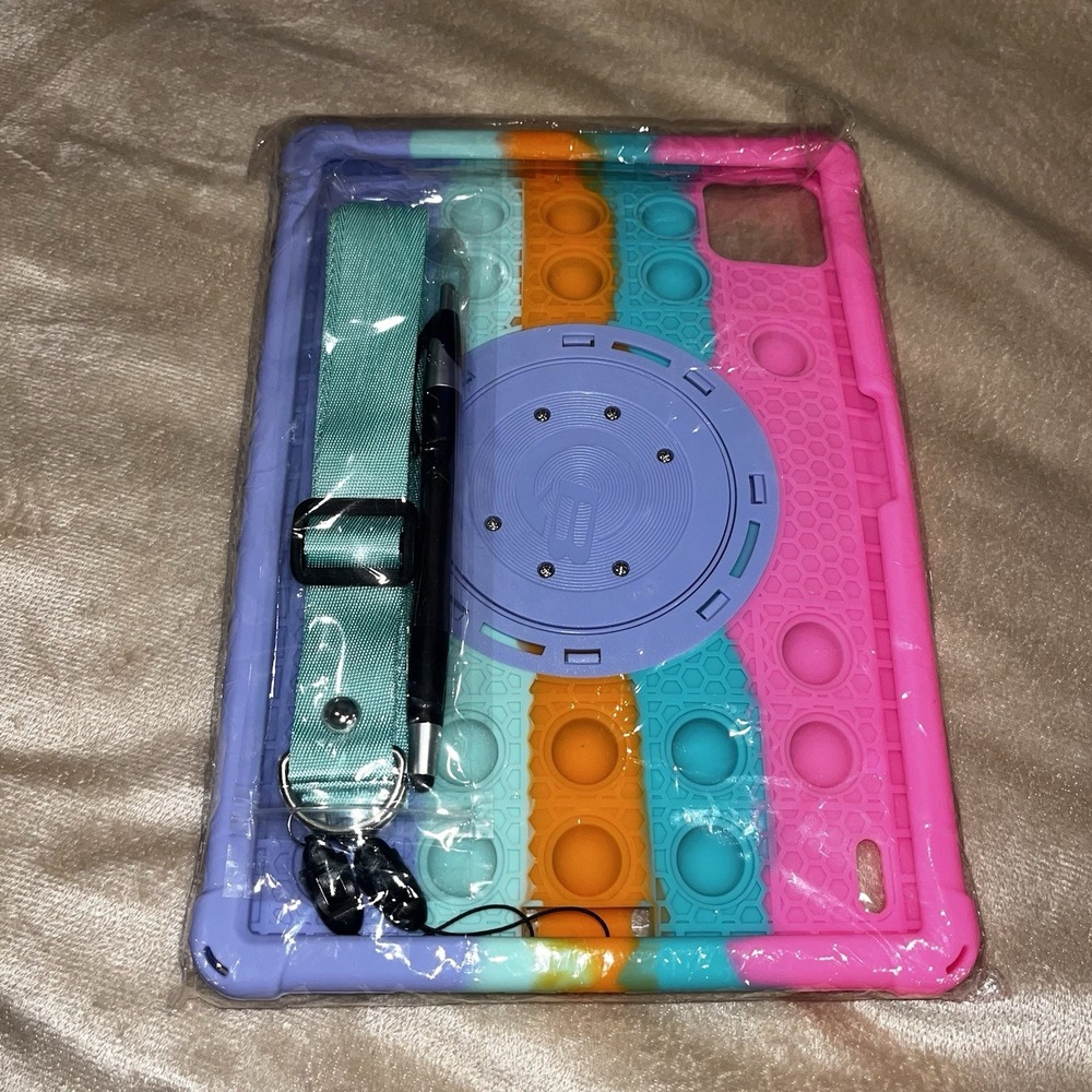 Xiaomi Pad 7/7 Pro 11.2" Rainbow Silicone Case w/ Rotating Kickstand, Strap